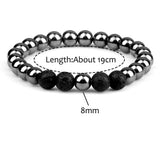 2Pcs/Set Natural Stone Bracelets Hematites Lave Line Stone Couple Bracelets