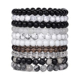 2Pcs Natural Stone Bead Bracelets 8mm Reiki Yoga Stretch Bangle