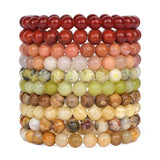 2Pcs Natural Stone Bead Bracelets 8mm Reiki Yoga Stretch Bangle