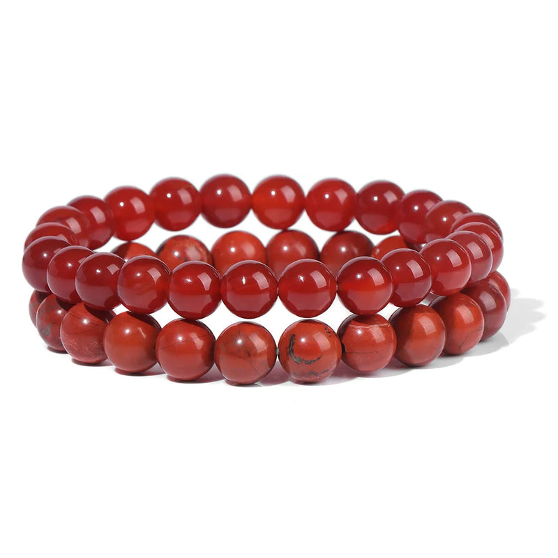 2Pcs Natural Stone Bead Bracelets 8mm Reiki Yoga Stretch Bangle