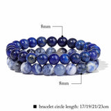 2Pcs Natural Stone Bead Bracelets 8mm Reiki Yoga Stretch Bangle