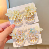 Hanfu Butterfly Flower Hairpin Tassel Hairgrips Combo Clip