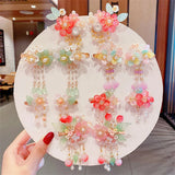 Hanfu Butterfly Flower Hairpin Tassel Hairgrips Combo Clip