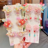 Hanfu Butterfly Flower Hairpin Tassel Hairgrips Combo Clip