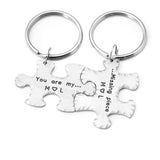 Personalized Couple Puzzle Keychains Set Engraved Key Rings Valentines Gift