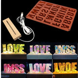 2Pcs Silicone Mold English Letter Night Light Lamp Mould Decoration Epoxy Resin