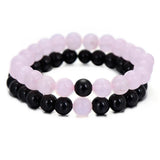 2Pcs/Set Distance Bracelet Sets Natural Stone Pink and Beaded Bangles&Bracelets