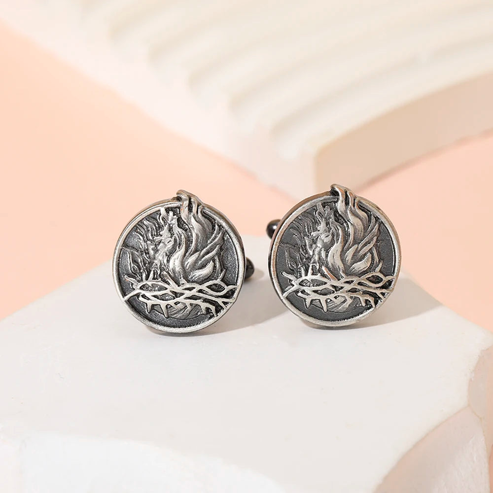 Vintage Men's Cufflinks Fire Relief Cuff Links for Tuxedo Shirt Gemelos Party