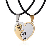 Yin Yang Cat Couple Necklaces Stainless Steel Pendant Unisex Gift