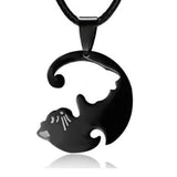 Yin Yang Cat Couple Necklaces Stainless Steel Pendant Unisex Gift