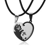 Yin Yang Cat Couple Necklaces Stainless Steel Pendant Unisex Gift