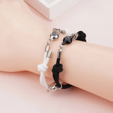 Custom Projection Couple Bracelet Set with Magnetic Heart - Personalized Bangle