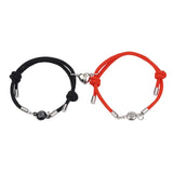 Custom Projection Couple Bracelet Set with Magnetic Heart - Personalized Bangle