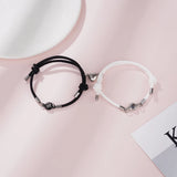 Custom Projection Couple Bracelet Set with Magnetic Heart - Personalized Bangle