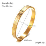2Pcs Titanium Open Cuff Bangle Bracelet Sets Roman Numerals Buckle