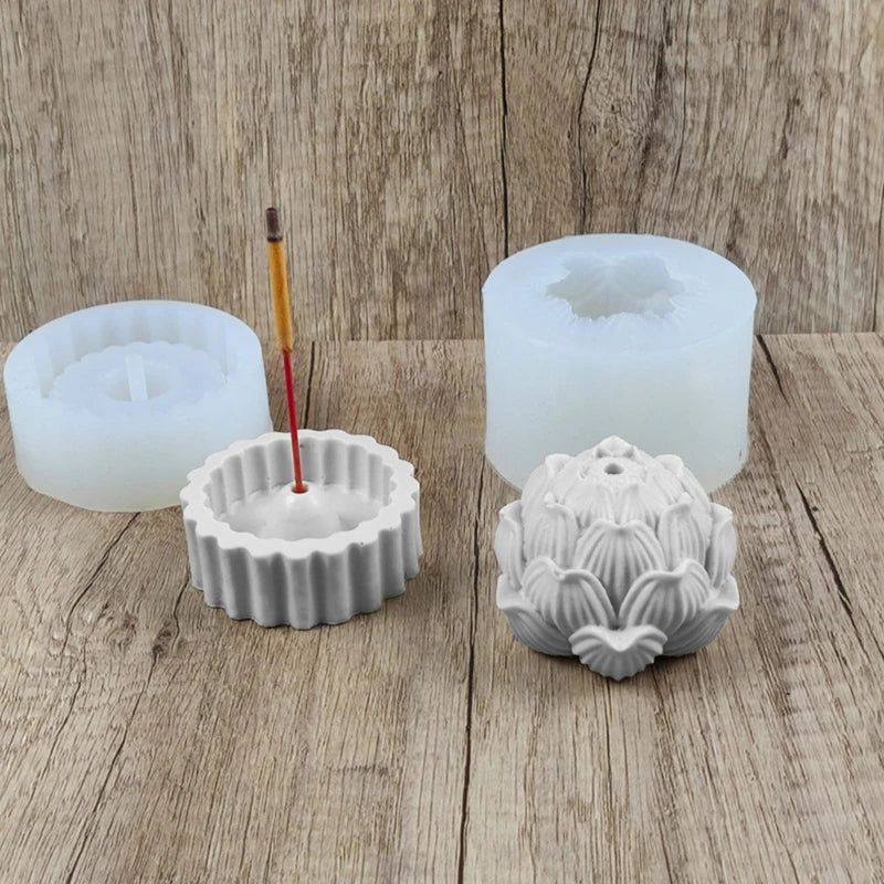 2Pcs Silicone Molds Epoxy Casting Incense Holder Resin Mold Display