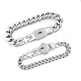 2Pcs Stainless Steel Lover Heart Lock Bracelet Bangles Kit Jewelry Sets Gift