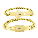2Pcs Stainless Steel Lover Heart Lock Bracelet Bangles Kit Jewelry Sets Gift