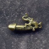 2Pcs Brass Monkey Penis Pendants for Jewelry Keychain Genitals Figures