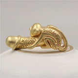 2Pcs Brass Monkey Penis Pendants for Jewelry Keychain Genitals Figures
