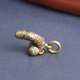 2Pcs Brass Monkey Penis Pendants for Jewelry Keychain Genitals Figures