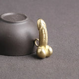 2Pcs Brass Monkey Penis Pendants for Jewelry Keychain Genitals Figures