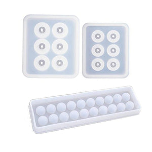 2Pcs Sphere Ball Silicone Bead Molds With Holes & 1X Silicone Pendant Mold Set