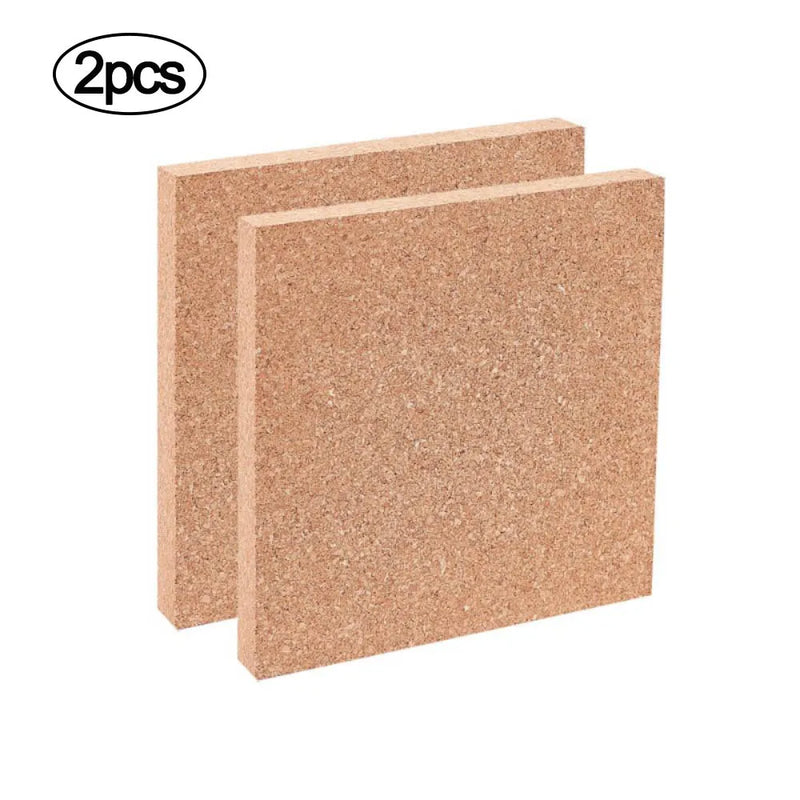 2Pcs Square Cork Insulation Sheets Natural Wooden Boards Coaster Wall Decor
