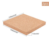 2Pcs Square Cork Insulation Sheets Natural Wooden Boards Coaster Wall Decor