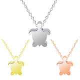 2Pcs Cactus Turtle Pendant Necklace - Rose Gold/Steel 8x7