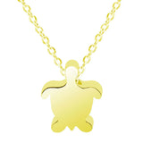 2Pcs Cactus Turtle Pendant Necklace - Rose Gold/Steel 8x7