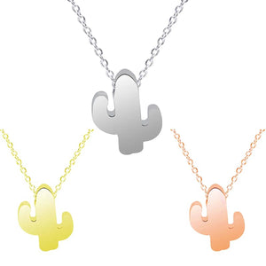 2Pcs Cactus Turtle Pendant Necklace - Rose Gold/Steel 8x7