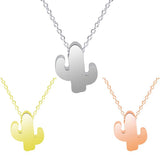 2Pcs Cactus Turtle Pendant Necklace - Rose Gold/Steel 8x7