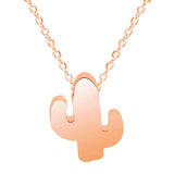 2Pcs Cactus Turtle Pendant Necklace - Rose Gold/Steel 8x7