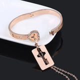 2Pcs Stainless Steel Heart Bracelet Lock Bangle Kit Couple Gift Valentine's Day