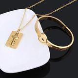 2Pcs Stainless Steel Heart Bracelet Lock Bangle Kit Couple Gift Valentine's Day
