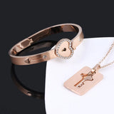 2Pcs Stainless Steel Heart Bracelet Lock Bangle Kit Couple Gift Valentine's Day
