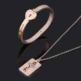 2Pcs Stainless Steel Heart Bracelet Lock Bangle Kit Couple Gift Valentine's Day