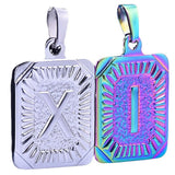Stainless Steel Alphabet Pendant Necklace A-Z Mirror Polished Rectangular