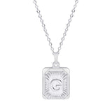 Stainless Steel Alphabet Pendant Necklace A-Z Mirror Polished Rectangular