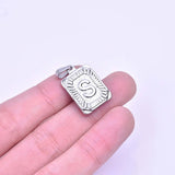 Stainless Steel Alphabet Pendant Necklace A-Z Mirror Polished Rectangular