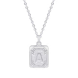 Stainless Steel Alphabet Pendant Necklace A-Z Mirror Polished Rectangular