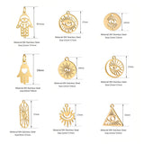 2Pcs Stainless Steel Evil Eyes Charms Sun Moon Star Pendant