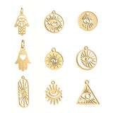 2Pcs Stainless Steel Evil Eyes Charms Sun Moon Star Pendant