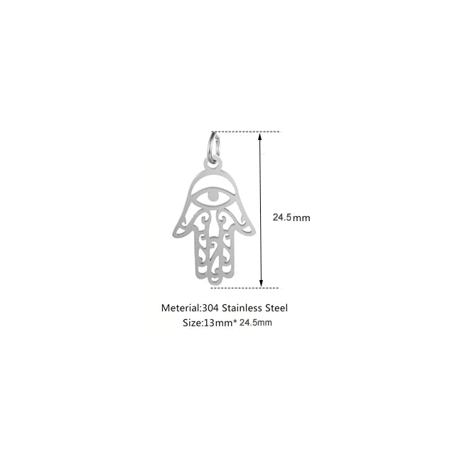 2Pcs Stainless Steel Evil Eyes Charms Sun Moon Star Pendant