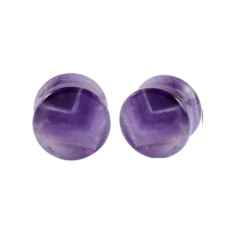 2Pcs Pink Opal Stone Ear Plug Heart Gauge Piercing Flesh Tunnel Earring