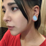 2Pcs Pink Opal Stone Ear Plug Heart Gauge Piercing Flesh Tunnel Earring