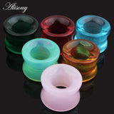 2Pcs Stone Ear Tunnel Plugs Mixed Styles Hollow Ear Flesh Gauges Piercing