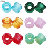 2Pcs Stone Ear Tunnel Plugs Mixed Styles Hollow Ear Flesh Gauges Piercing