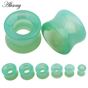 2Pcs Stone Ear Tunnel Plugs Mixed Styles Hollow Ear Flesh Gauges Piercing